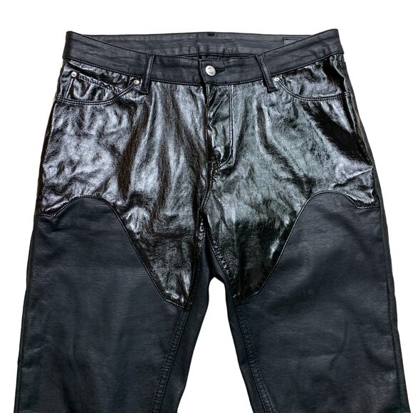 asos Black Vegan Faux Leather Straight Leg Pants Size 34 - Picture 2 of 8